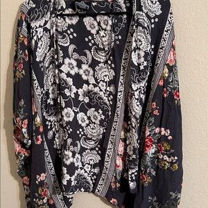 Angie white and gray Floral Kimono Boho Chic